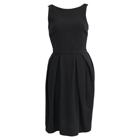 Dior Bow-Accent Midi Tulip Dress in Black Wool
